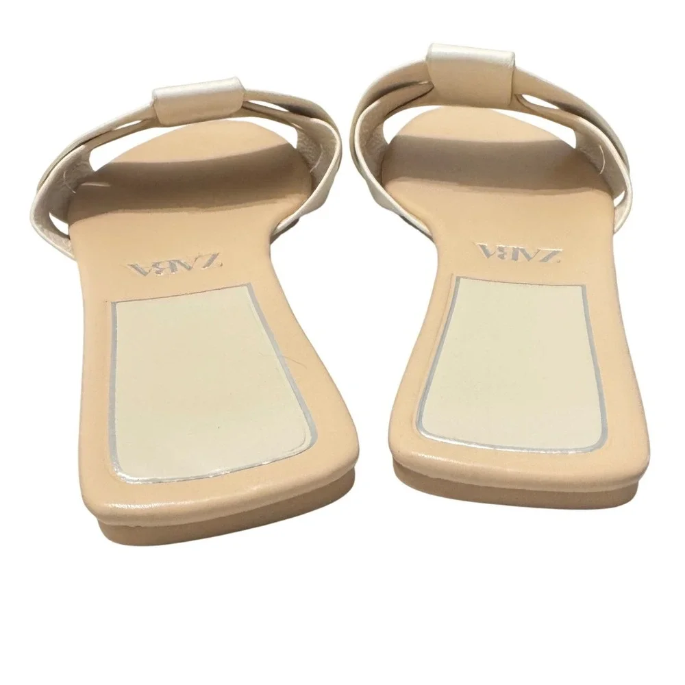 Zara Leather Crossed Strap Flat Sandals Womens 42 11 Off White  Slide - Picture 9 of 12